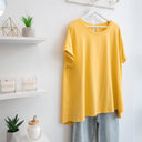 Κίτρινο oversized ασύμμετρο t-shirt