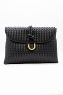 Μαύρο woven leather clutch