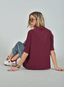 Μπορντό oversized knit μπλούζα