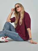 Μπορντό oversized knit μπλούζα