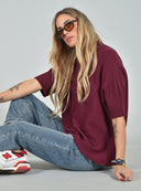 Μπορντό oversized knit μπλούζα