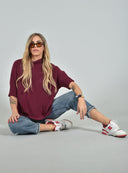 Μπορντό oversized knit μπλούζα