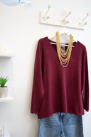 Μπορντό V-neck soft touch μπλούζα