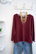 Μπορντό V-neck soft touch μπλούζα