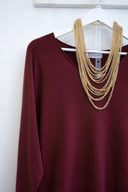 Μπορντό V-neck soft touch μπλούζα