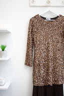 Bronze sequin maxi φόρεμα