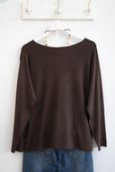 Καφέ V-neck oversized μπλούζα