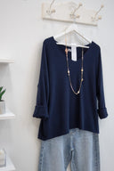 Μπλε V-neck soft touch μπλούζα