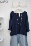 Μπλε V-neck soft touch μπλούζα