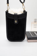 Μαύρο καστόρινο mini crossbody για κινητό