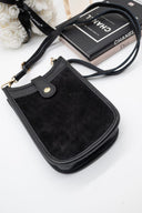 Μαύρο καστόρινο mini crossbody για κινητό