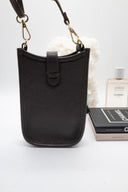 Μαύρο καστόρινο mini crossbody για κινητό