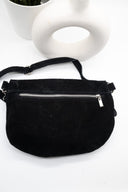 Μαύρη bum bag από γνήσιο καστόρινο δέρμα