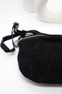 Μαύρη bum bag από γνήσιο καστόρινο δέρμα