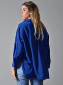 Μπλε Ρουά ασύμμετρο oversized πουκάμισο
