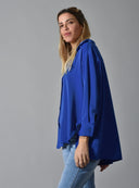 Μπλε Ρουά ασύμμετρο oversized πουκάμισο
