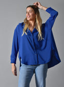 Μπλε Ρουά ασύμμετρο oversized πουκάμισο