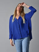 Μπλε Ρουά ασύμμετρο oversized πουκάμισο