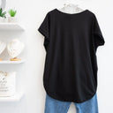 Μαύρο oversized V-neck t-shirt