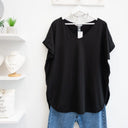 Μαύρο oversized V-neck t-shirt