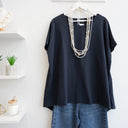 Μπλε oversized ασύμμετρο t-shirt