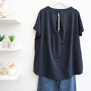 Μπλε oversized ασύμμετρο t-shirt