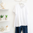Λευκό oversized ασύμμετρο t-shirt