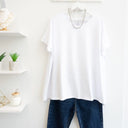 Λευκό oversized ασύμμετρο t-shirt