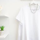 Λευκό oversized ασύμμετρο t-shirt
