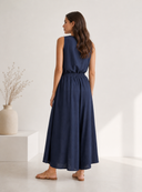 Μπλε wide leg παντελόνα με λάστιχο
