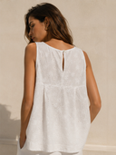 Λευκό broderie κηπούρ τοπ