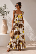 Κίτρινο lemon floral maxi φόρεμα