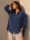 Μπλε ασύμμετρο oversized πουκάμισο