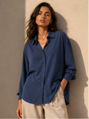 Μπλε ασύμμετρο oversized πουκάμισο