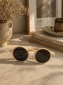 Μπεζ round frame γυαλιά ηλίου
