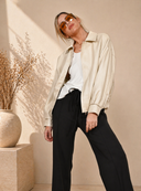 Μπεζ loose faux leather jacket