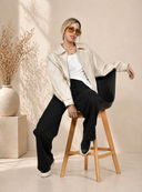Μπεζ loose faux leather jacket