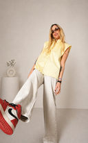 Μπεζ wide leg high waist τζιν