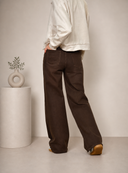 Καφέ wide leg τζιν παντελόνι