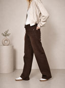 Καφέ wide leg τζιν παντελόνι