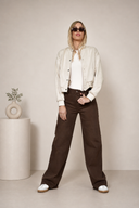 Καφέ wide leg τζιν παντελόνι