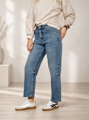 Dirty blue mom fit τζιν παντελόνι