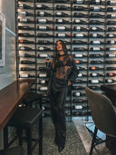 EIGHTY2 Μαύρο leather effect wide leg παντελόνι