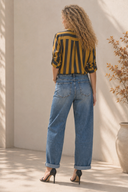 Μπλε dirty mom fit τζιν
