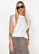 FIGARO Λευκό sequin sleeve t-shirt