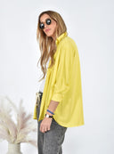 Fluo Κίτρινο ασύμμετρο oversized πουκάμισο