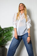 FIGARO Λευκό elegant see through πουκάμισο