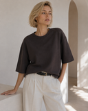 Καφέ oversized 3/4 top