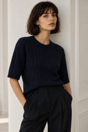 Μπλε cable knit top