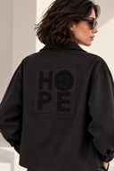EIGHTY2 Μαύρο jacket με HOPE μπουκλέ λεπτομέρεια